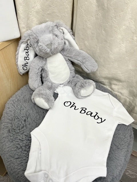 Oh Baby Vest and Bunny set perfect for a special Gift