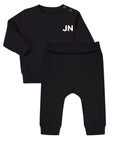 Sustainable Baby Sweatshirt and Joggers Set with Embroidered Initials left chest