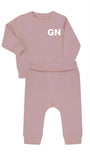 Sustainable Baby Sweatshirt and Joggers Set with Embroidered Initials left chest