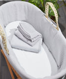 Personalised Perfect Baby Shower Gift Set Comprises of 2 x Hooded Towels, 3 Piece Moses Basket Set, Bunny